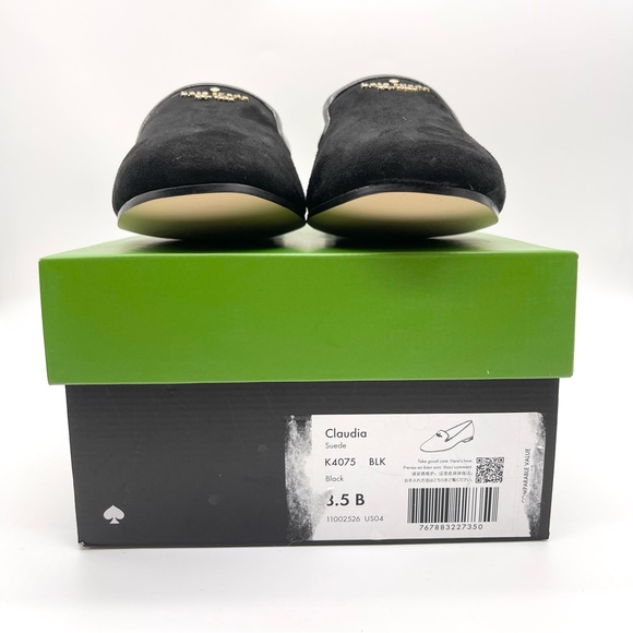 Kate Spade Black Suede Flat Loafers Slip Ons Claudia Size 8.5 - Picture 11 of 16